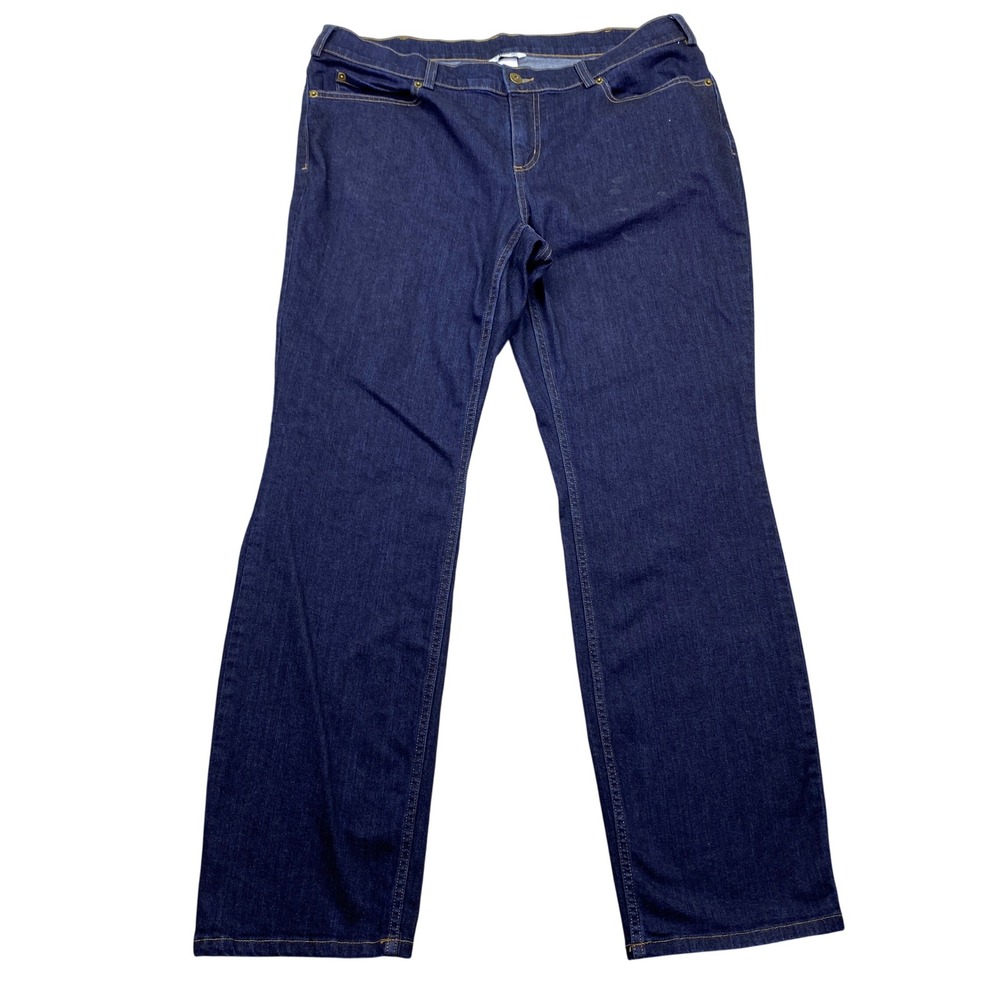 Duluth Trading Co Womens Straight Leg Jeans Indigo Blue Denim 16W Fit 36" Grunge